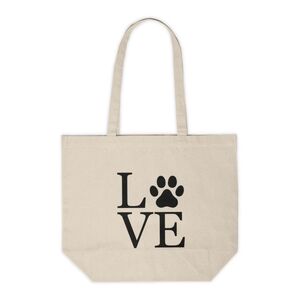 Love With Dog Paw Print Custom Canvas Tote Bag